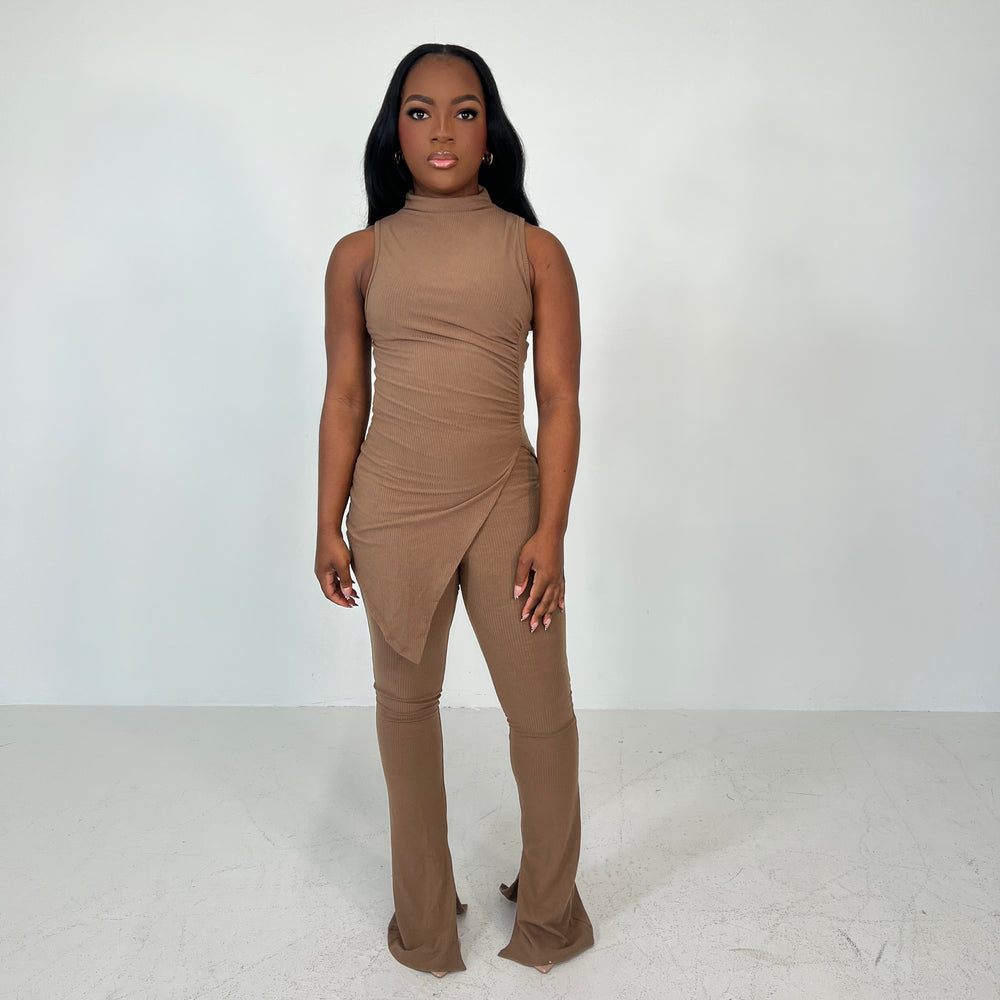 Slit Just Got Real Pants Set (Mocha)