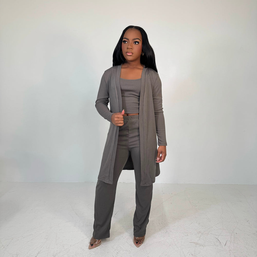 Living Cozy Cardigan Pants Set (Grey)