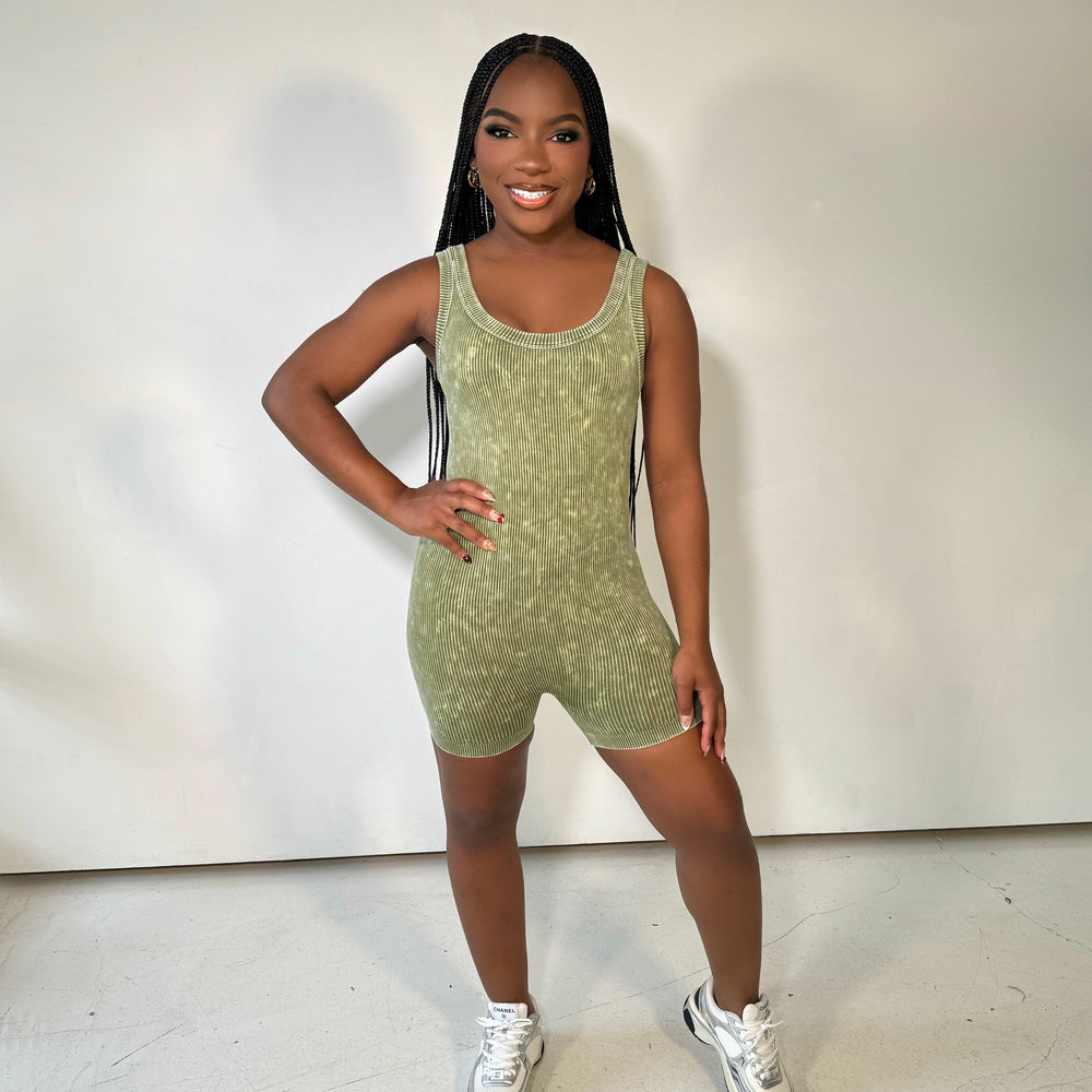 Gym Girly Romper (Olive)