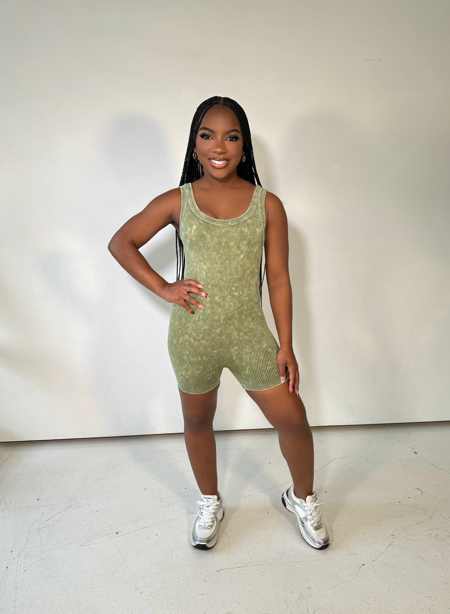 Gym Girly Romper (Olive)